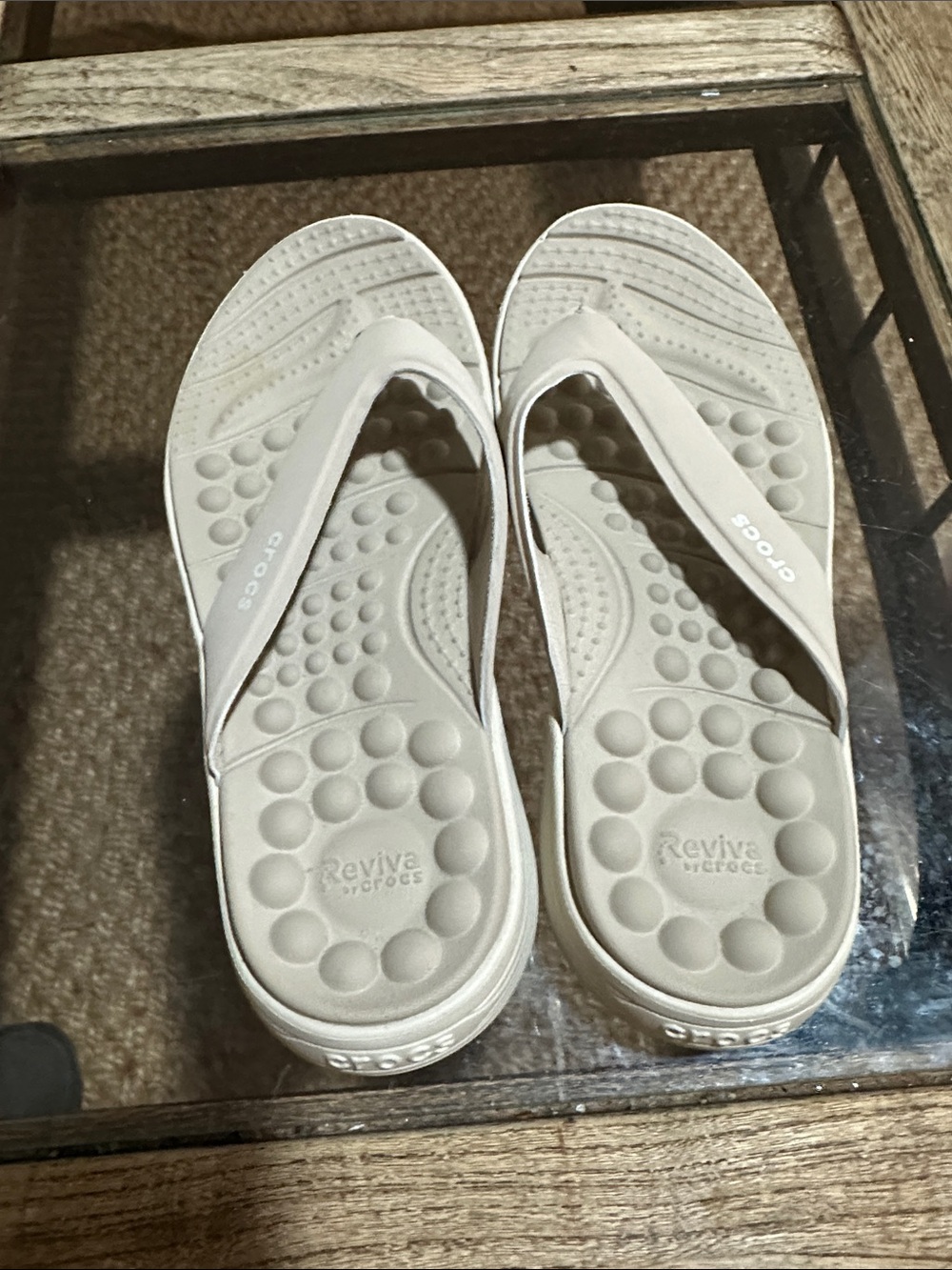 CROCS Women's Neutral Beige Comfort Flip Sandals - Picture 4 of 6